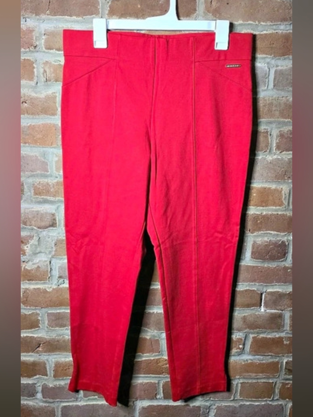 MICHAEL Michael Kors Red Stretch Pull On Ankle Trousers Center Seam L